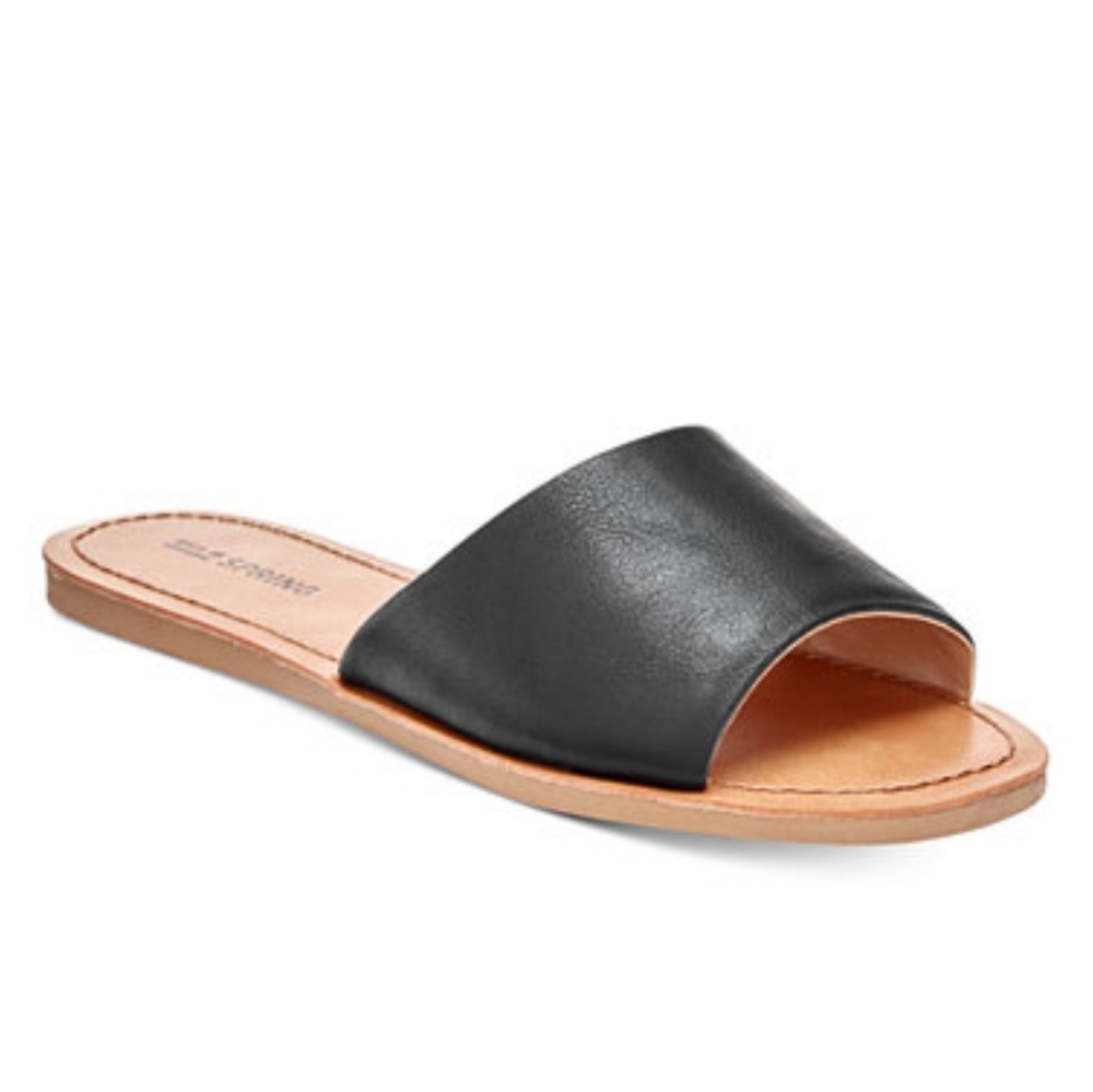 Black slip on sandals