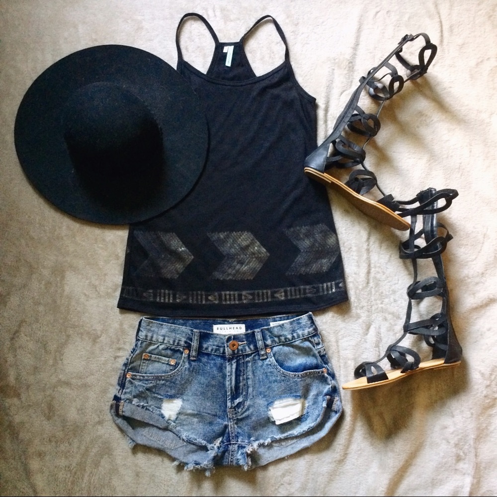 Black Racerback Tank with Arrow Design