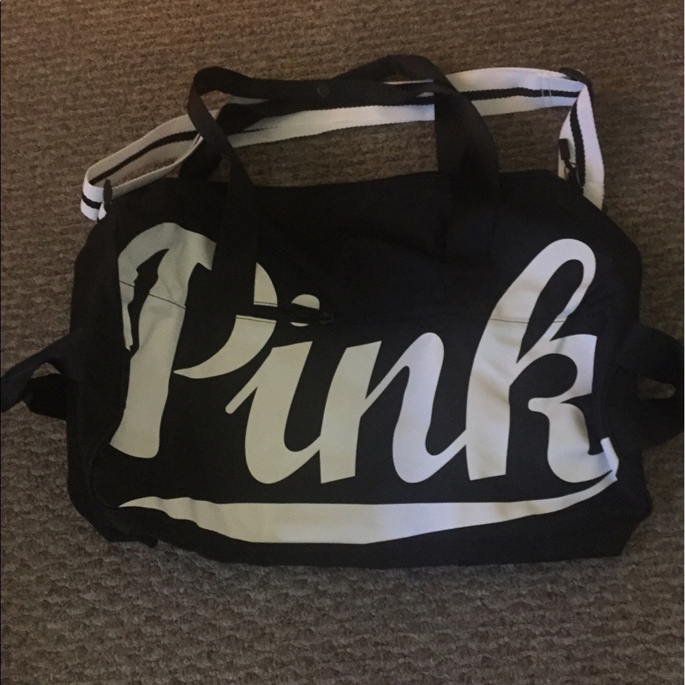 (SOLD) PINK VS black mini duffle bag