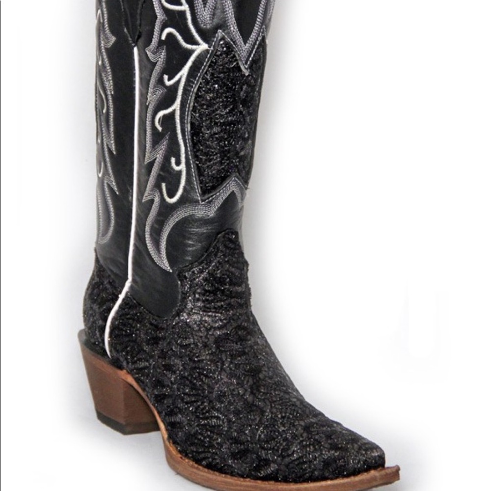 Ladies Glitter Lace Boots