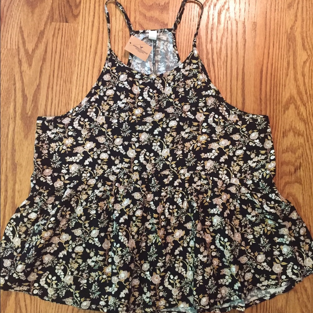 American Eagle floral print peplum tank top