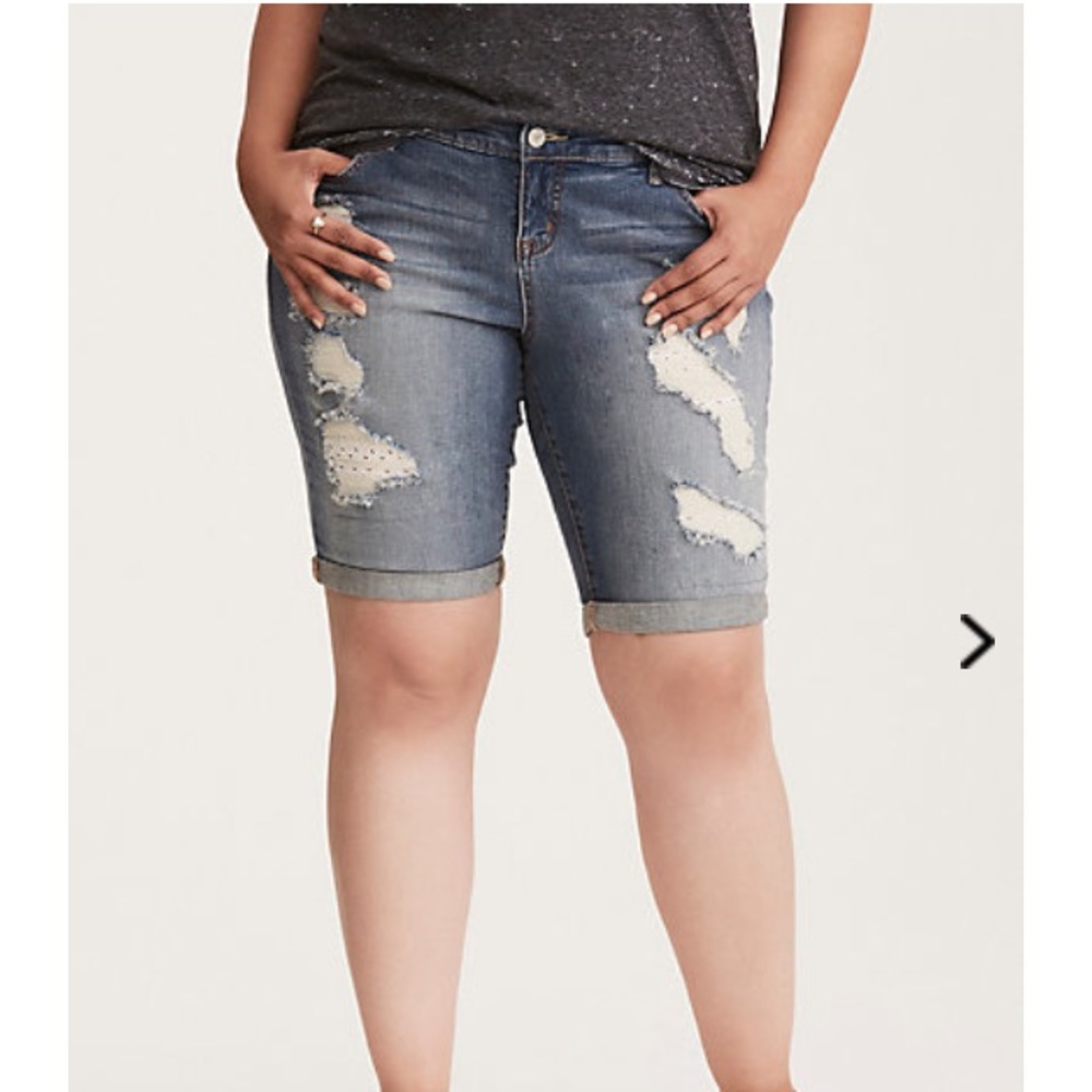 Torrid distressed Bermuda shorts