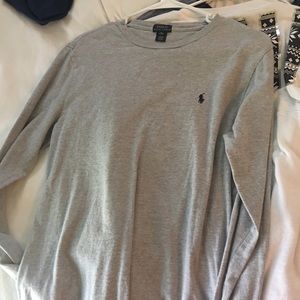 grey polo shirt