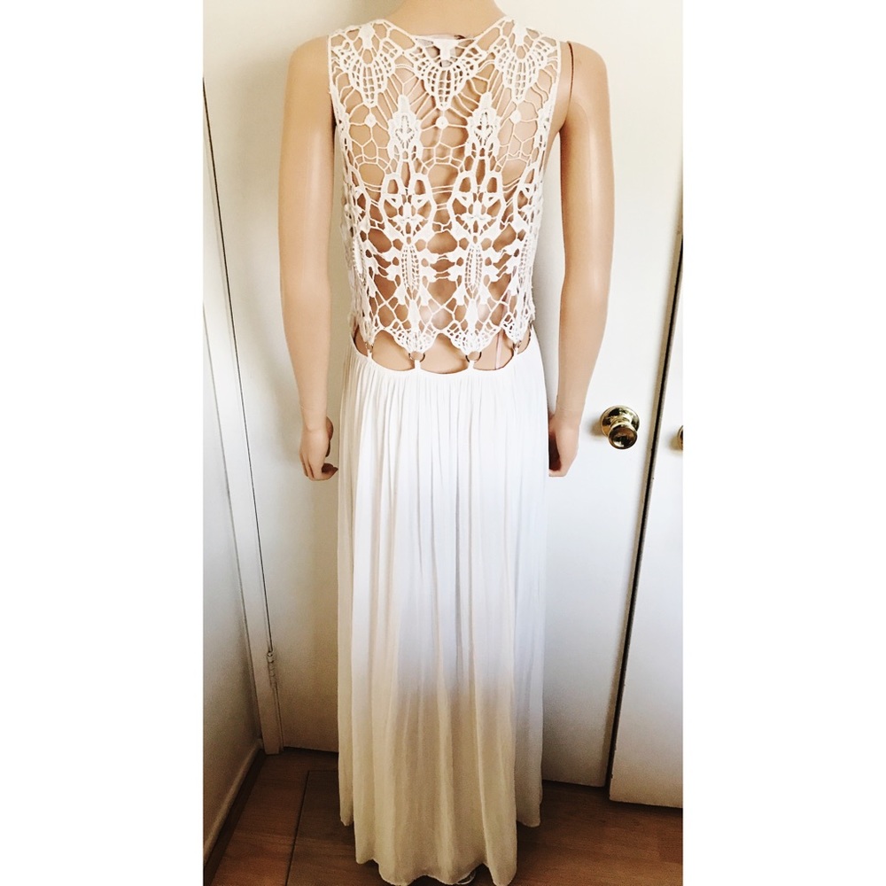 White Boho Maxi Dress Lace Festival Wear