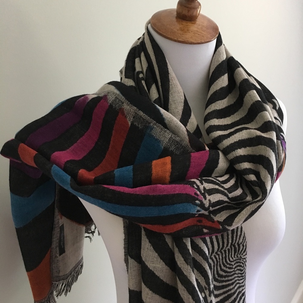 Hand-painted Reversible Wool Scarf from India