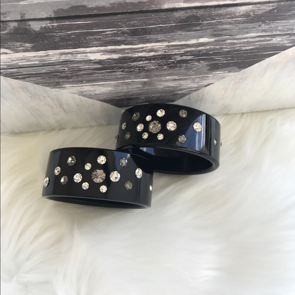 💕2 Black bangles with rhinestones 💕