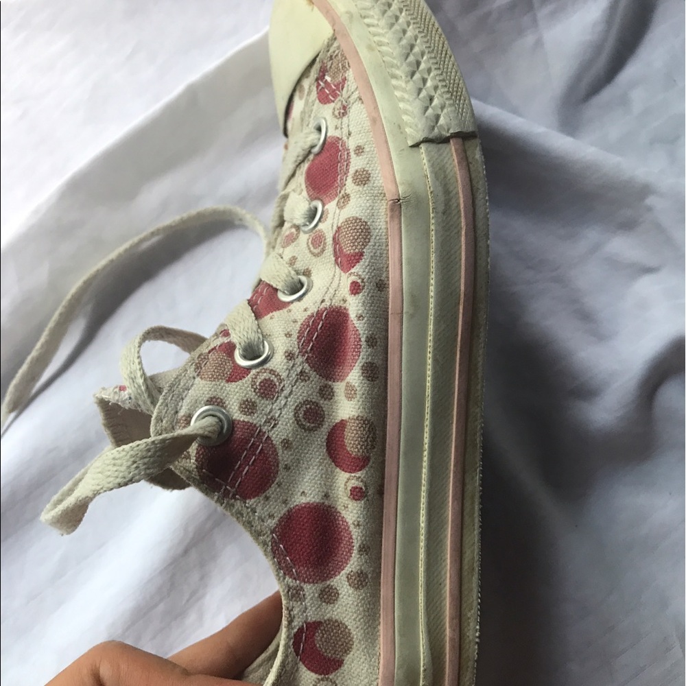Pink polka dotted all star converse size kids 3