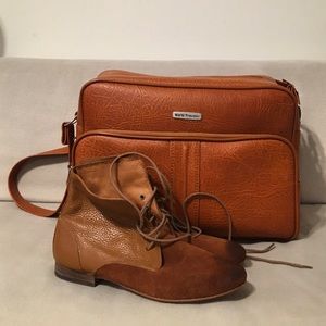 Cognac leather booties (flat) by Gee WaWa