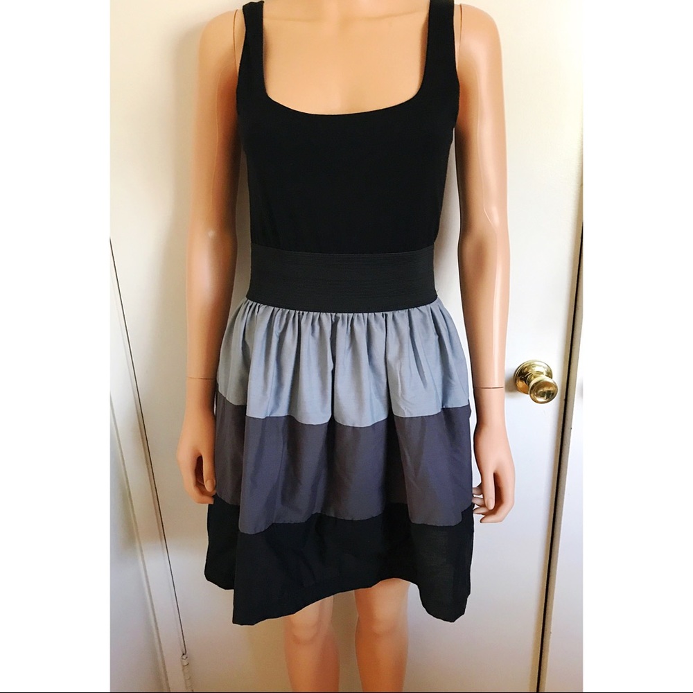 Black And Blue Short Sleeve Versatile Dress
