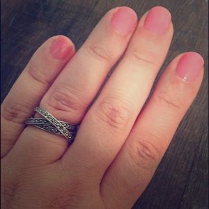 Sterling silver Marcasite interlocking rings