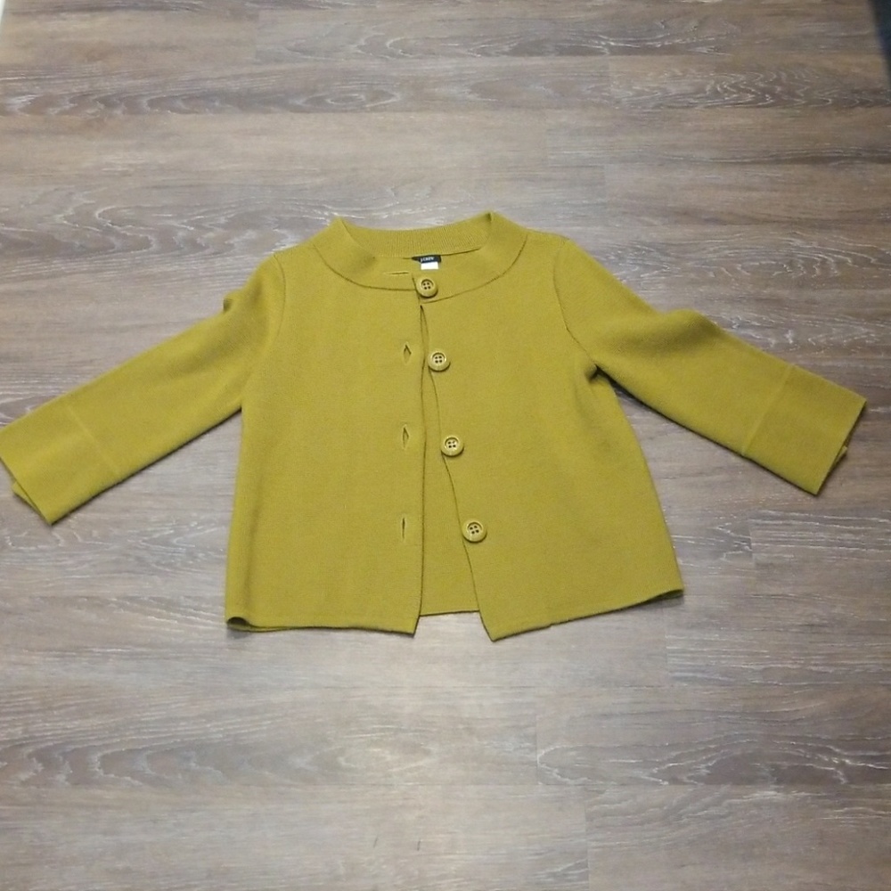 Olive Green J Crew wool cardigan