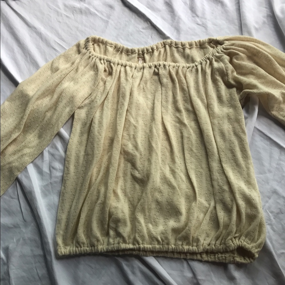 Free people cream off the shoulder sinched top XS