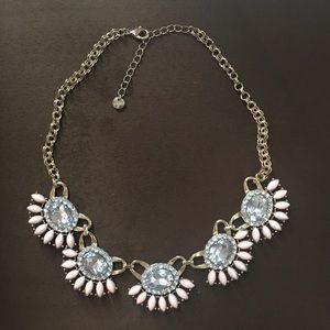 LOFT Pink, White and Gold Statement Bin Necklace