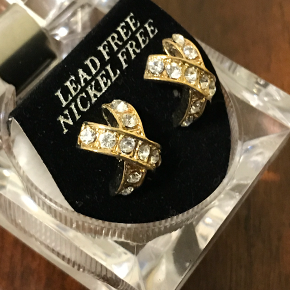 Hip Hop Bling Iced Out X Stud Earring - Picture 2 of 3