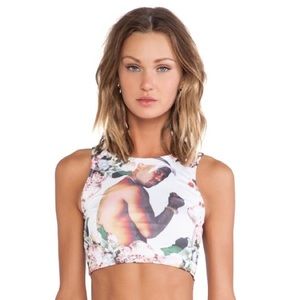 Dime Piece 2pac Cropped Top Swim Top Floral