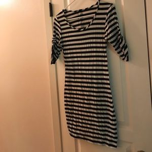 Black and white striped body-con dress