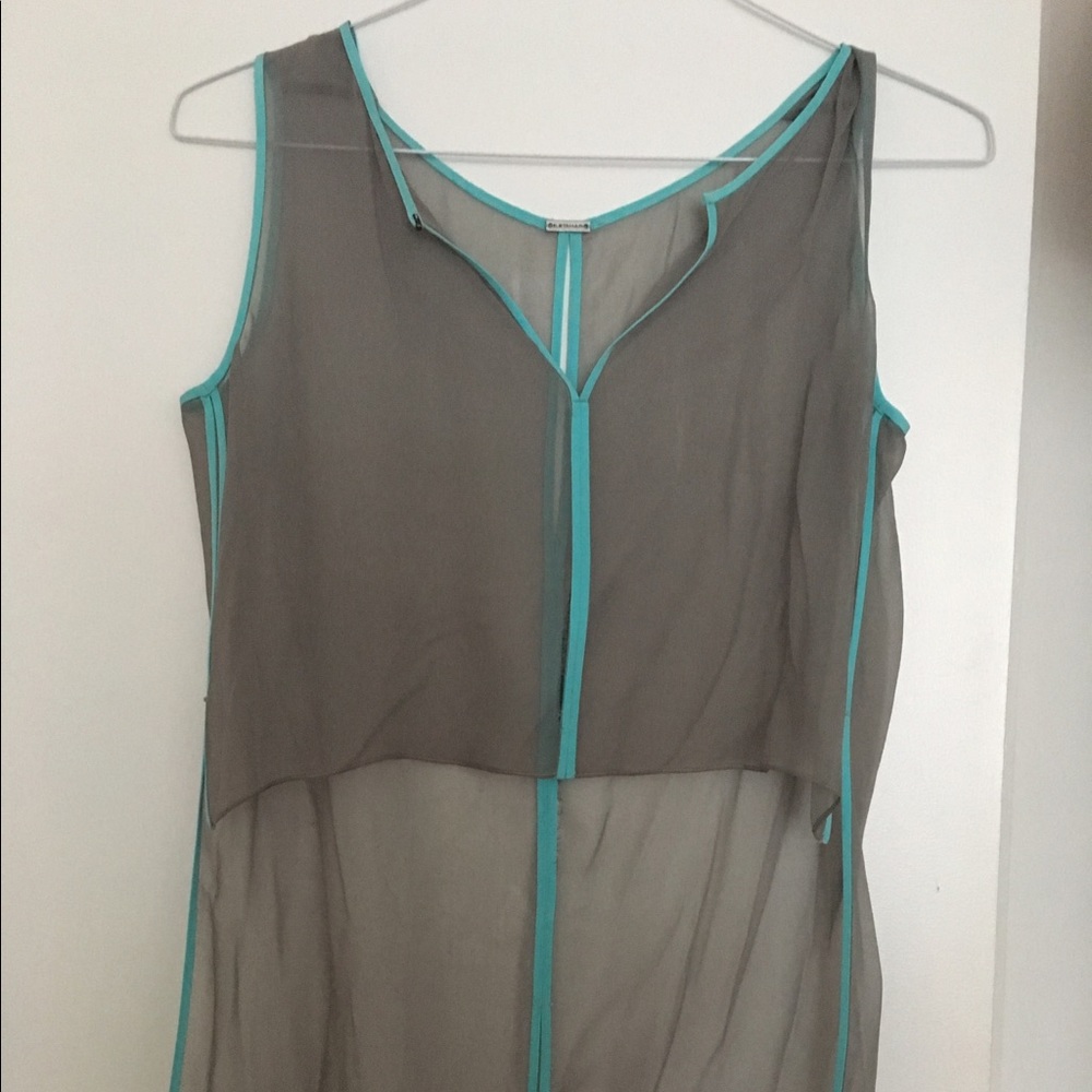 Elie tahari high low sheer blouse