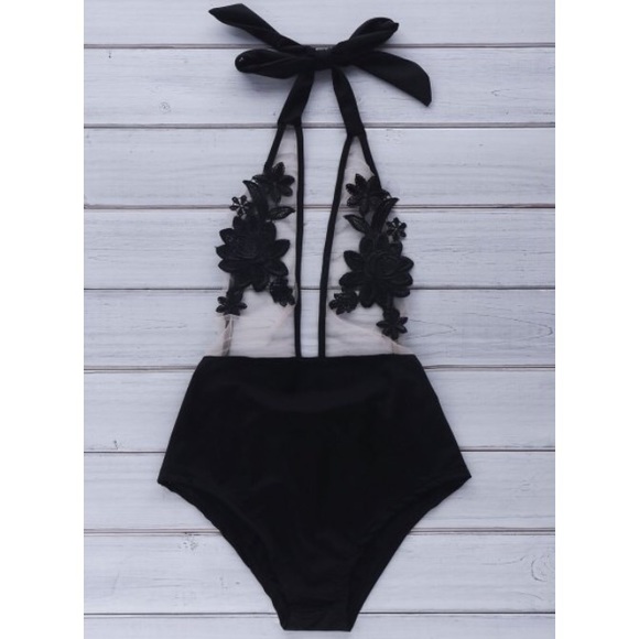 Backless Floral Halter Bathing Suit - Picture 2 of 5