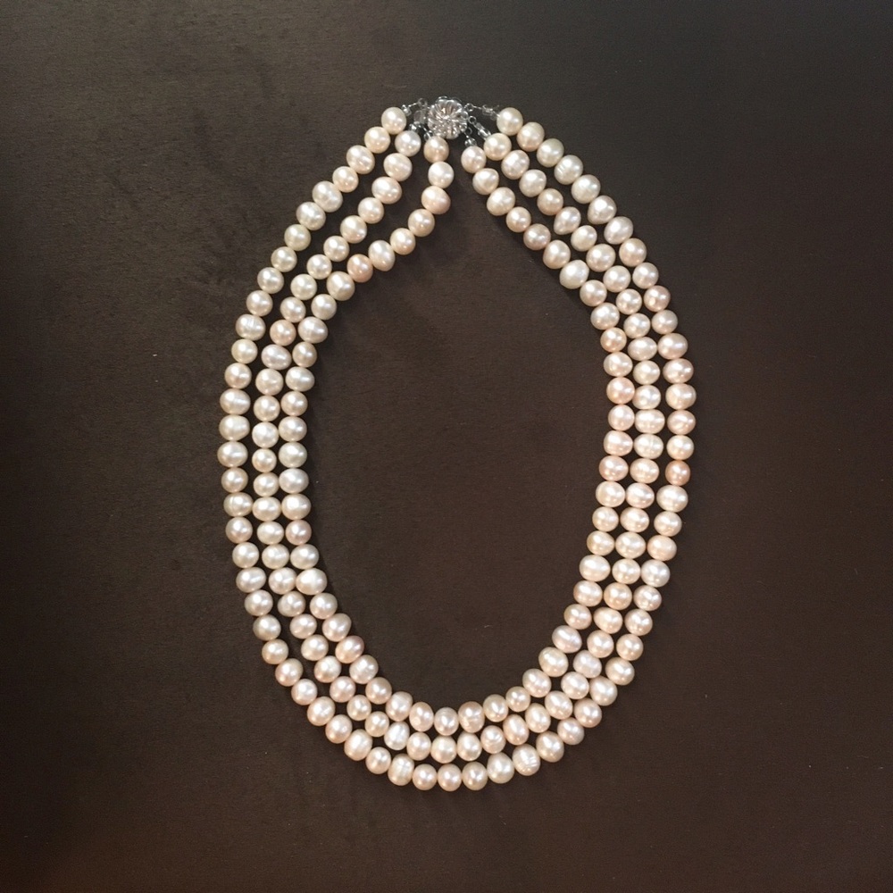 Genuine Vintage Triple Strand Pearl Necklace