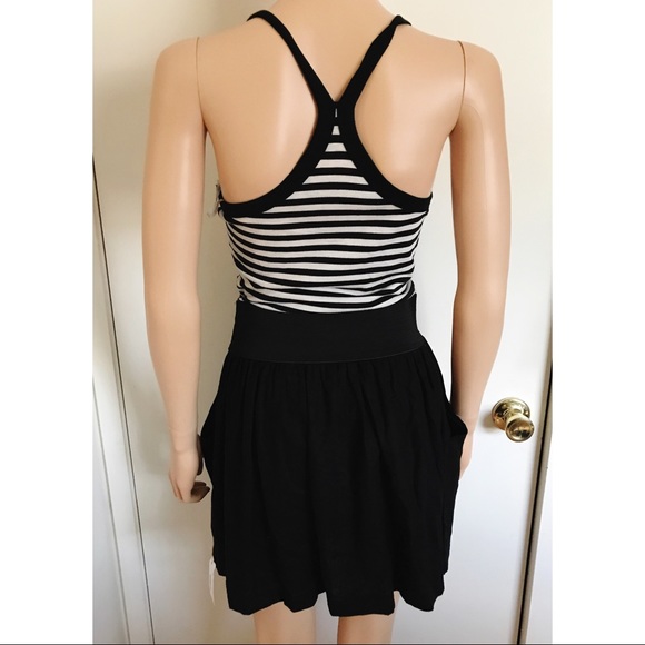 Black Stripe Button Pocket Dress - Picture 2 of 4