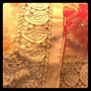 Indian Pakistani Sari: Champagne/Gold, Red&Yellow