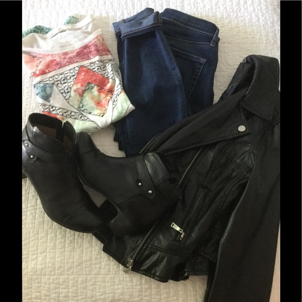 Cropped Faux Leather Jacket