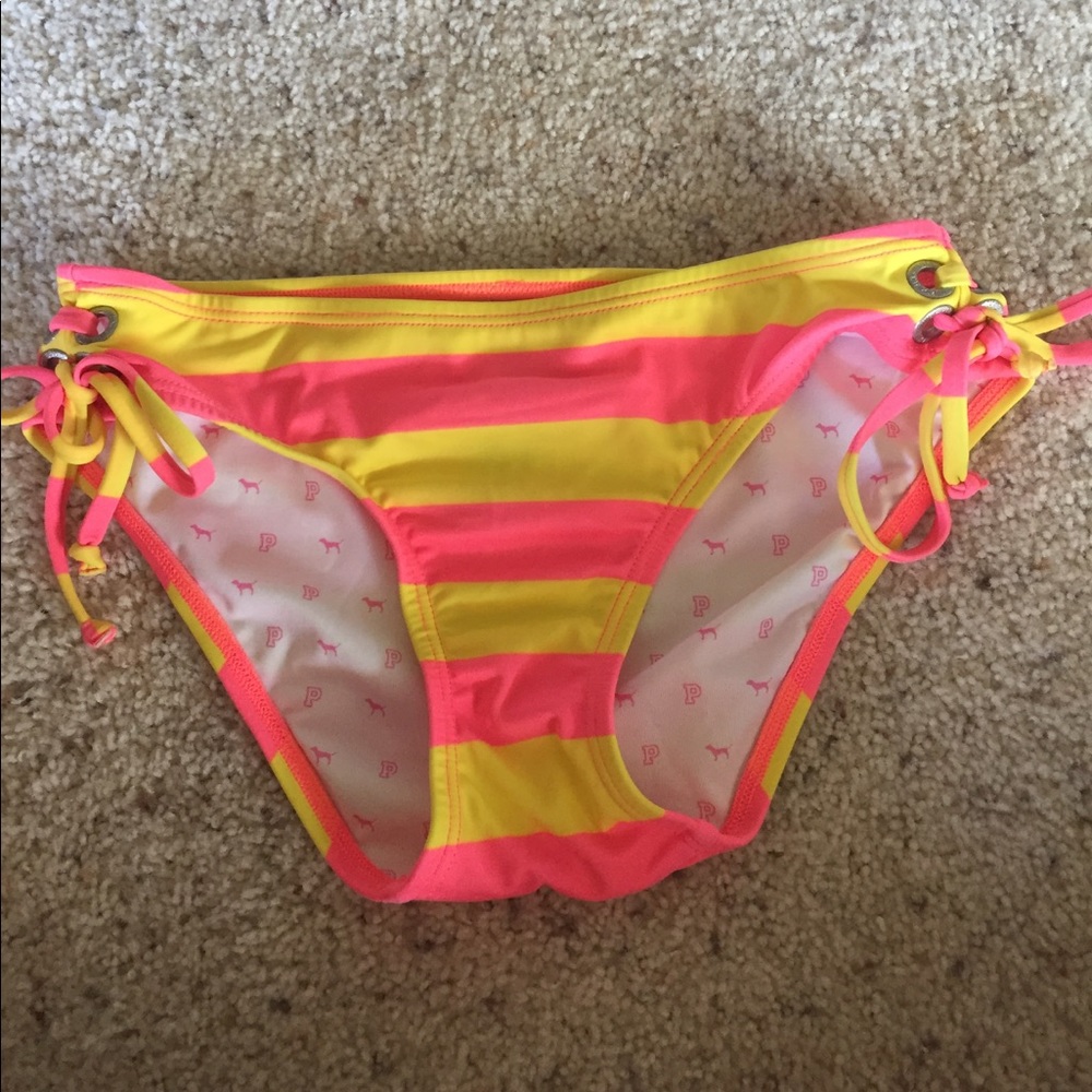 PINK stripe neon bikini bottom