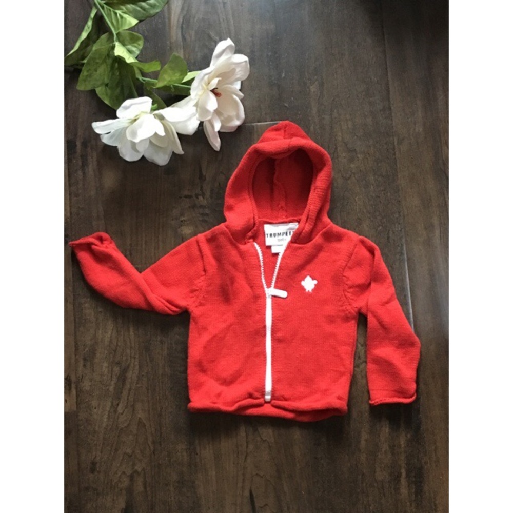 Red Trumpette Hooded Sweater Baby 0-6M