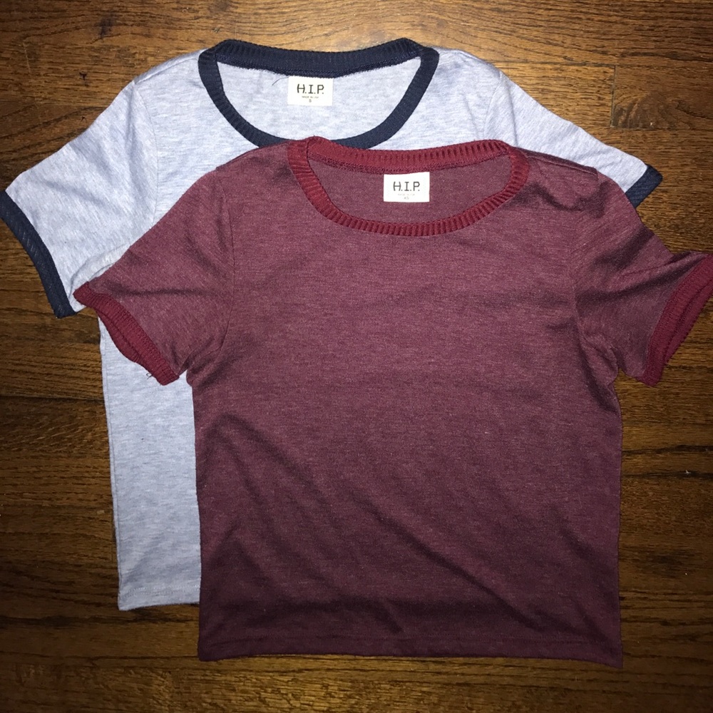 Burgundy Tee + Blue Tee