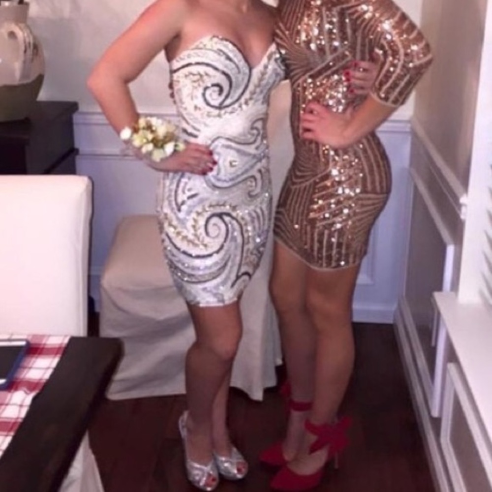 White/ silver sequin Scala dress