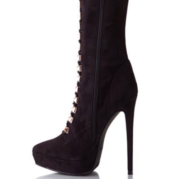 NEW WOMEN ZIGI GIRL PAYCE BLACK SUEDE LACE UP & ZIPPER THIGH  Zigi Girl payce boots