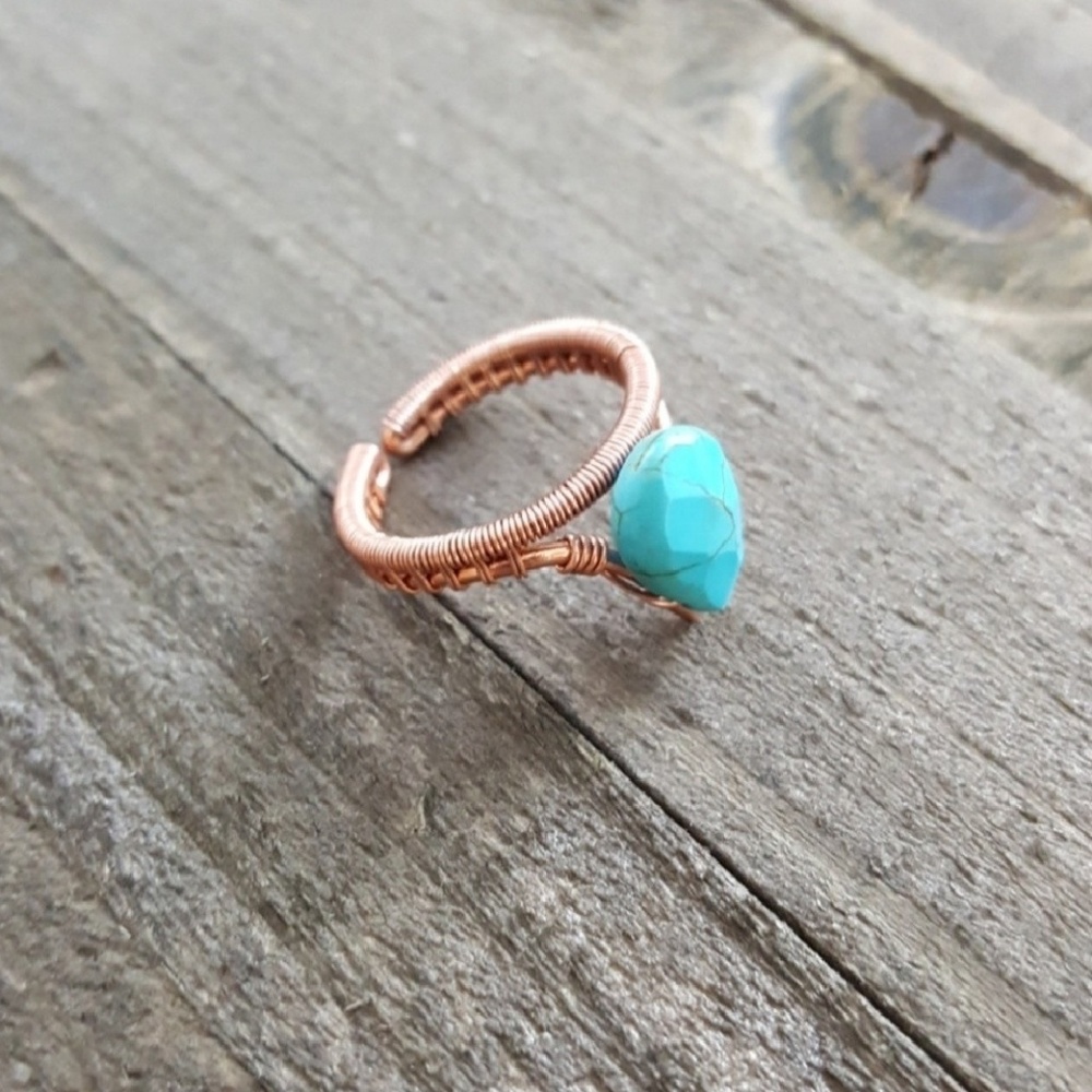 Healer, Love🌟 Turquoise Copper Ring - Picture 4 of 7