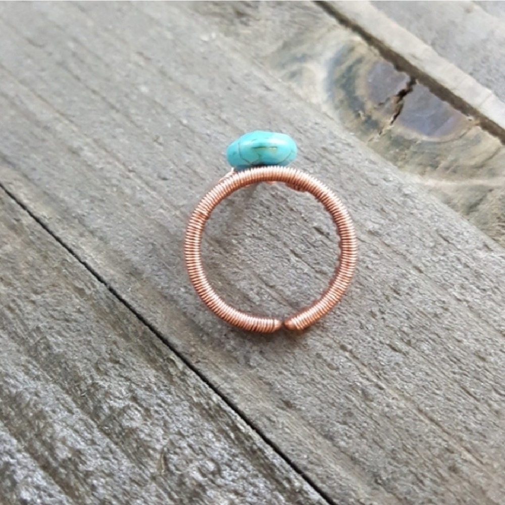 Healer, Love🌟 Turquoise Copper Ring - Picture 5 of 7