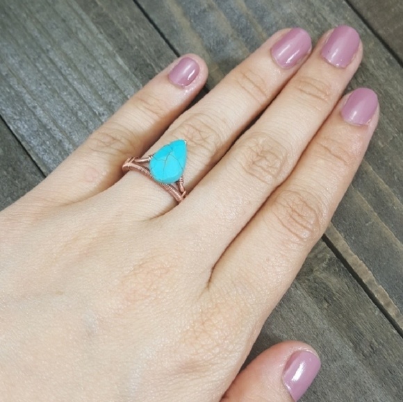 Healer, Love🌟 Turquoise Copper Ring - Picture 3 of 7