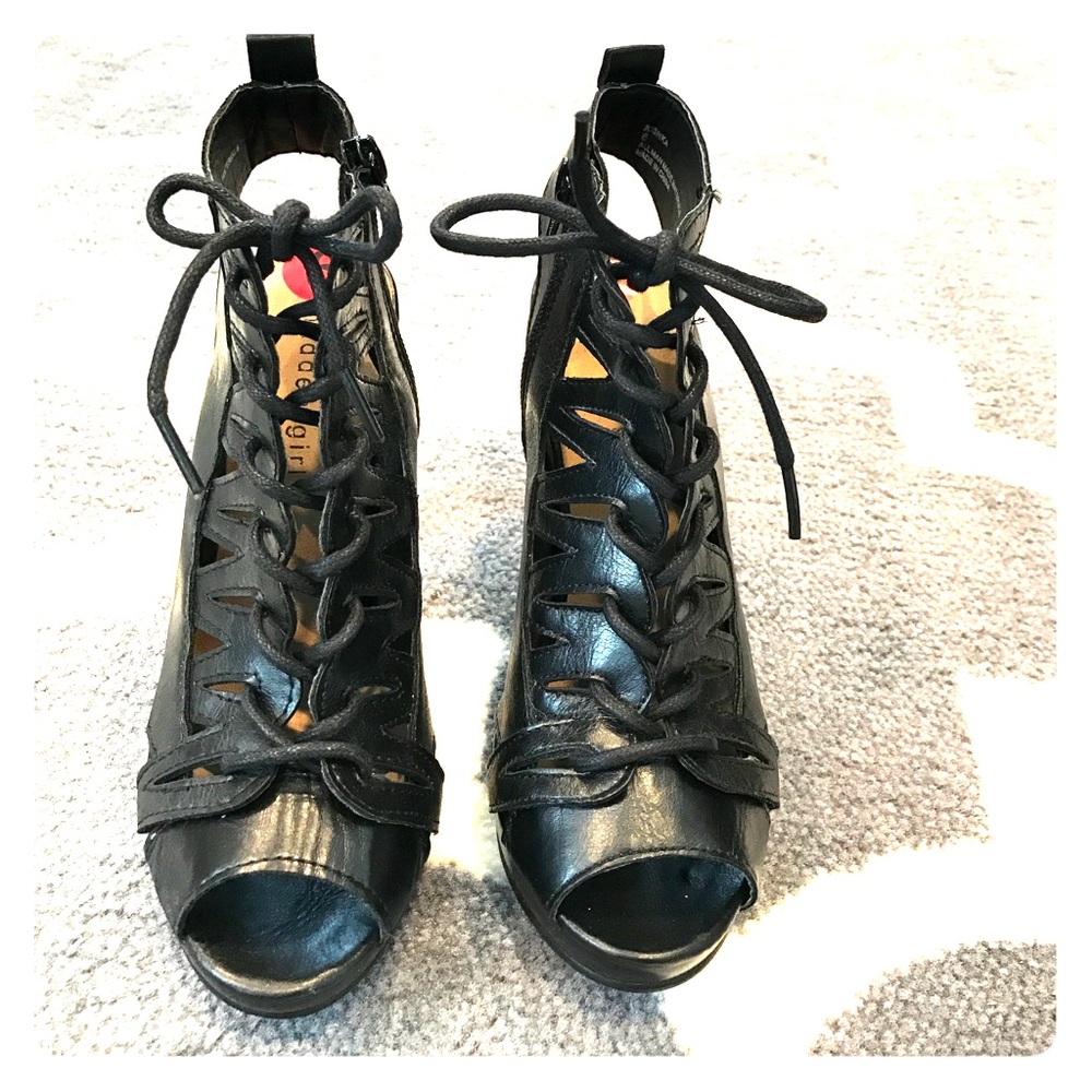 Madden Girl "Kishka" Black Lace Up Heels
