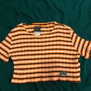 90s Versace Jeans Couture Orange Striped Crop Top