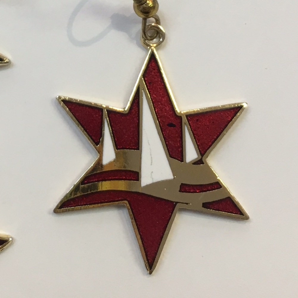 asymmetrical moon and star earrings - Picture 3 of 4