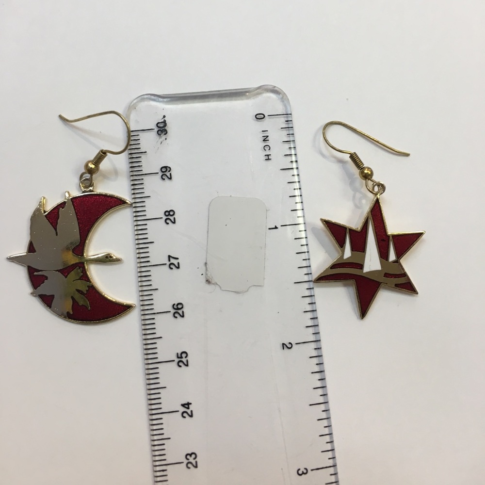 asymmetrical moon and star earrings - Picture 4 of 4
