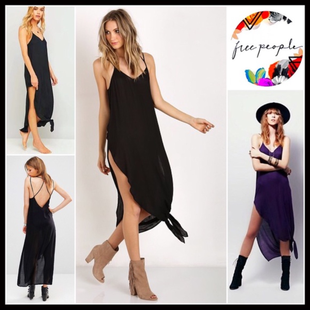 FREE PEOPLE BLACK Maxi MIDI Slip Dress - Picture 4 of 7