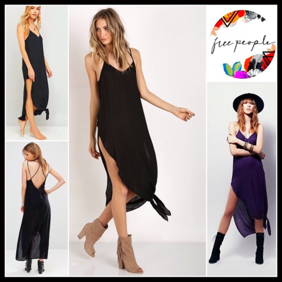 FREE PEOPLE BLACK Maxi MIDI Slip Dress - Picture 4 of 7