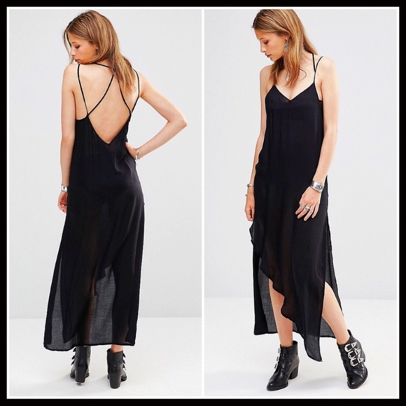 FREE PEOPLE BLACK Maxi MIDI Slip Dress - Picture 2 of 7