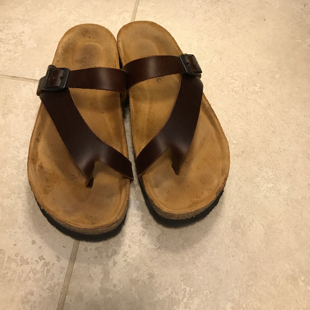 Leather upper and cork bottom sandals