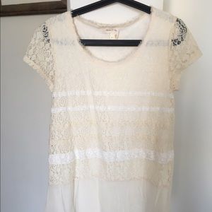 Anthropologie Meadow Rue ivory floral lace dress