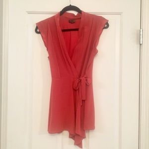 Anthropologie silk coral blouse