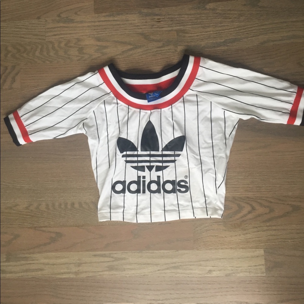 Adidas cropped baseball inspired top