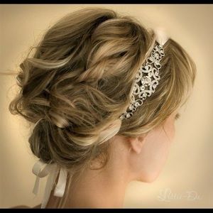 Bridal Ribbon Rhinestone Headband