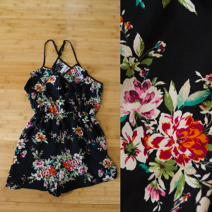 XHILARATION EUC V-Neck Ruffle Floral Romper