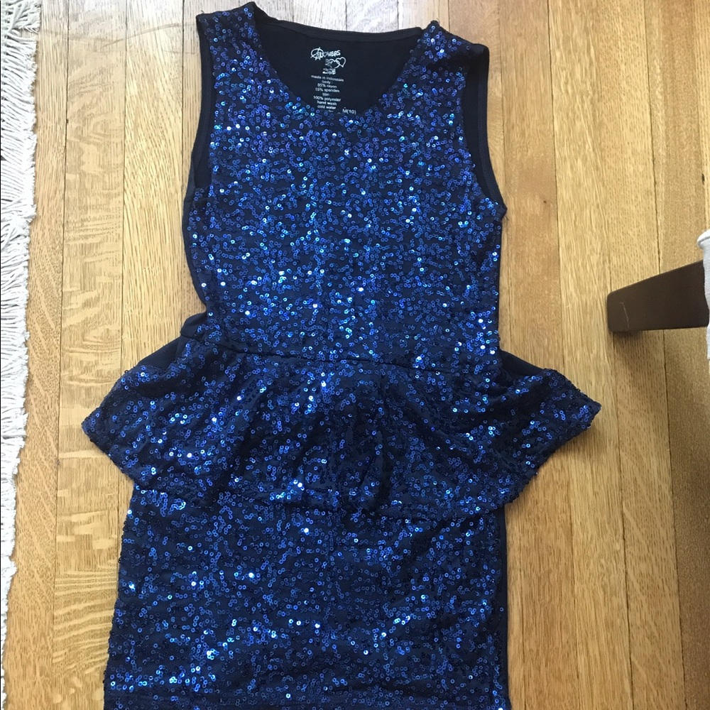 Flowers by Zoe kids M blue sequin party dress