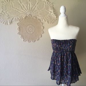 Free People strapless swingy floral tube top
