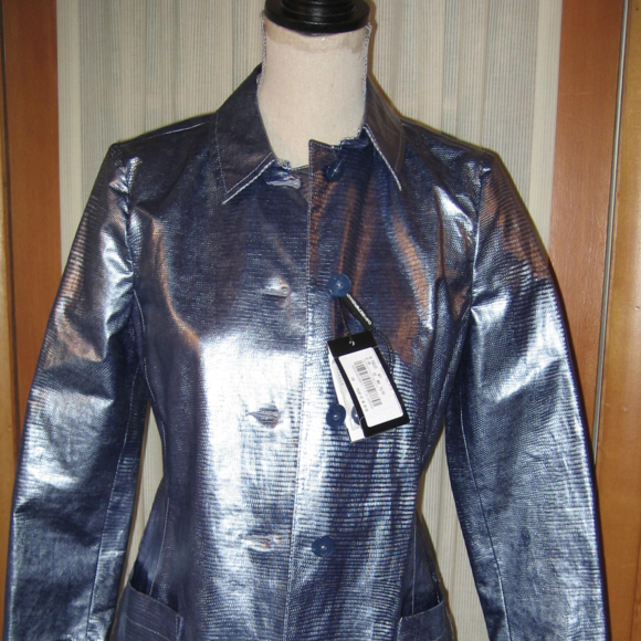  Emporio Armani Jeans NWT Blue Trench CoatSz 40 - Picture 3 of 8